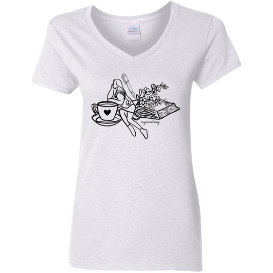 Journaling & Tea Ladies  V-Neck T-Shirt